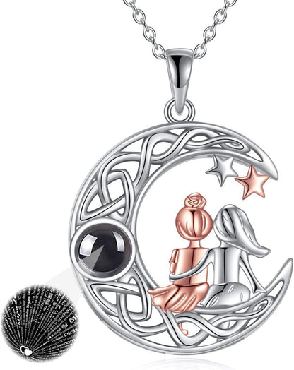 VONALA Mondanhänger Kette 925 Sterling Silber Geschenk Damen Mädchen