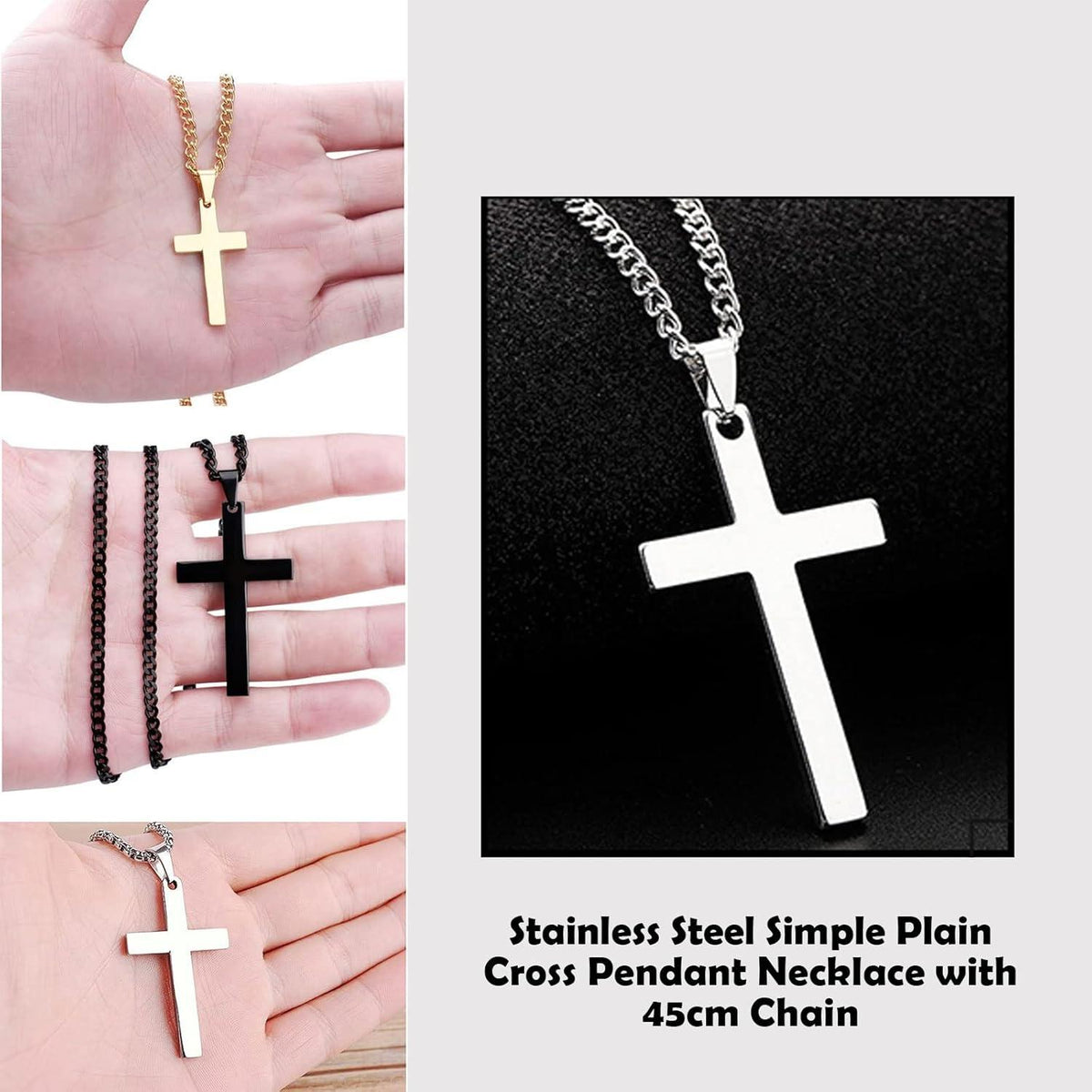 Kreuz Halskette Set für Männer Frauen - 4 STK. mit 45cm Kette