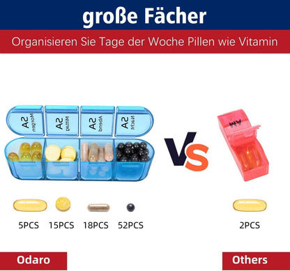 Tablettenbox 7 Tage Medikamentenbox Große Fächer leicht tragbar