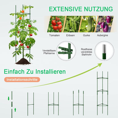 Tomate Rankhilfe 6er Set 120 cm Höhe Grün DIY Einstellbar