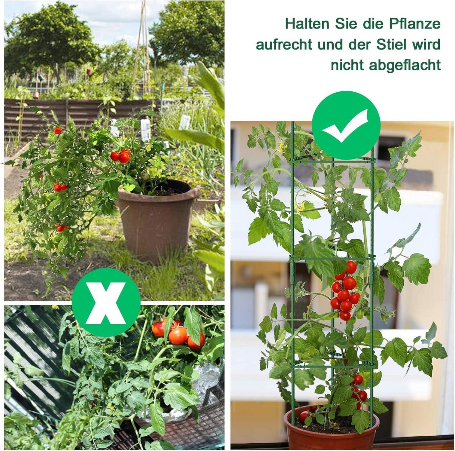 Rankhilfe Set für Tomaten Pflanzenstütze 6er DIY 120 cm Grün