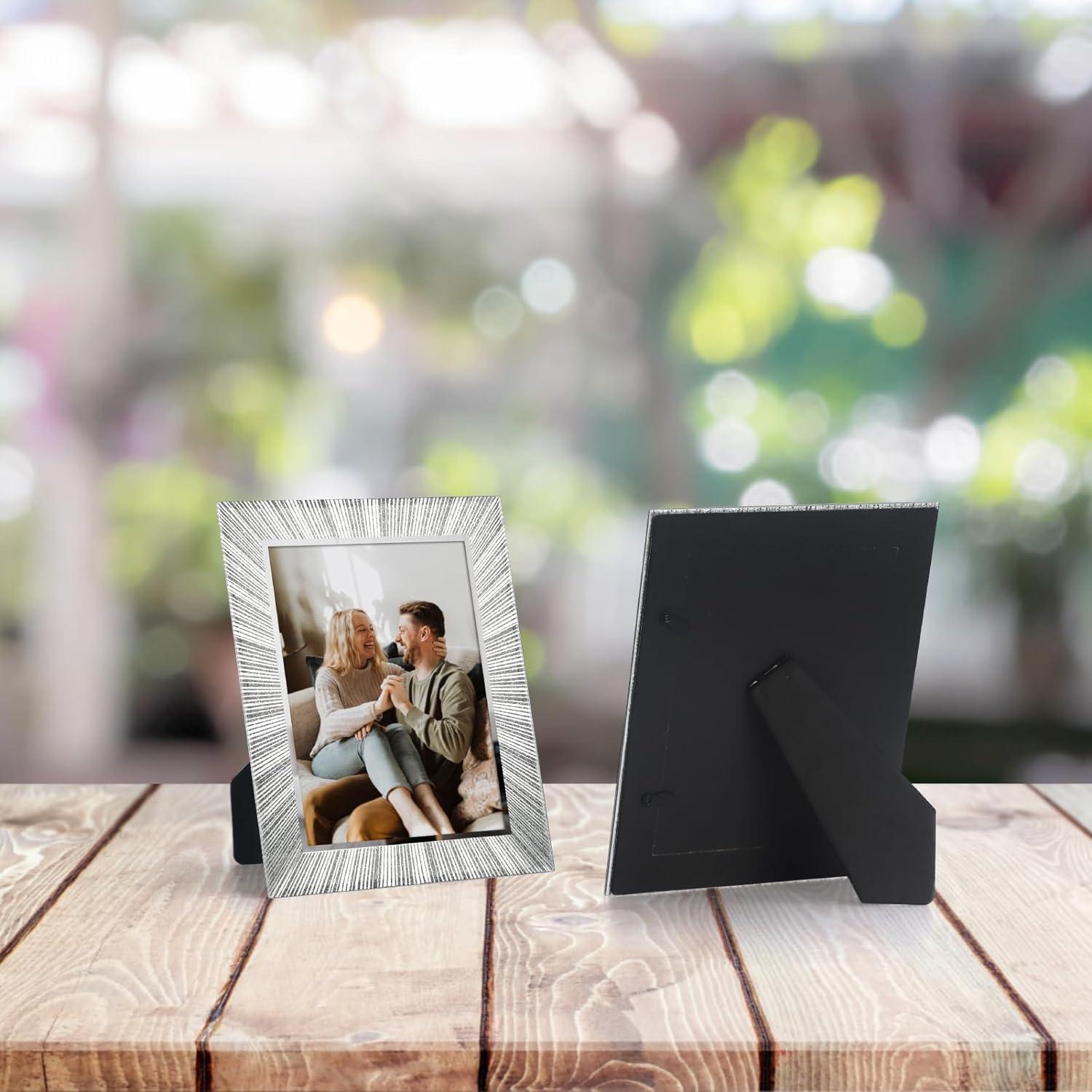 3er Set Glas Bilderrahmen 13x18cm Glitzer Fotorahmen für Tisch - Baby