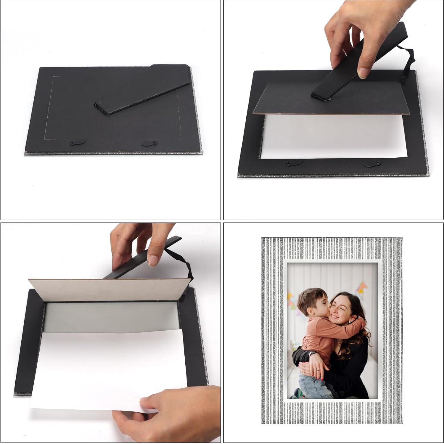 Glitzer Glas Bilderrahmen 3er Set 10x15cm Silber Perfekt für Baby Familie