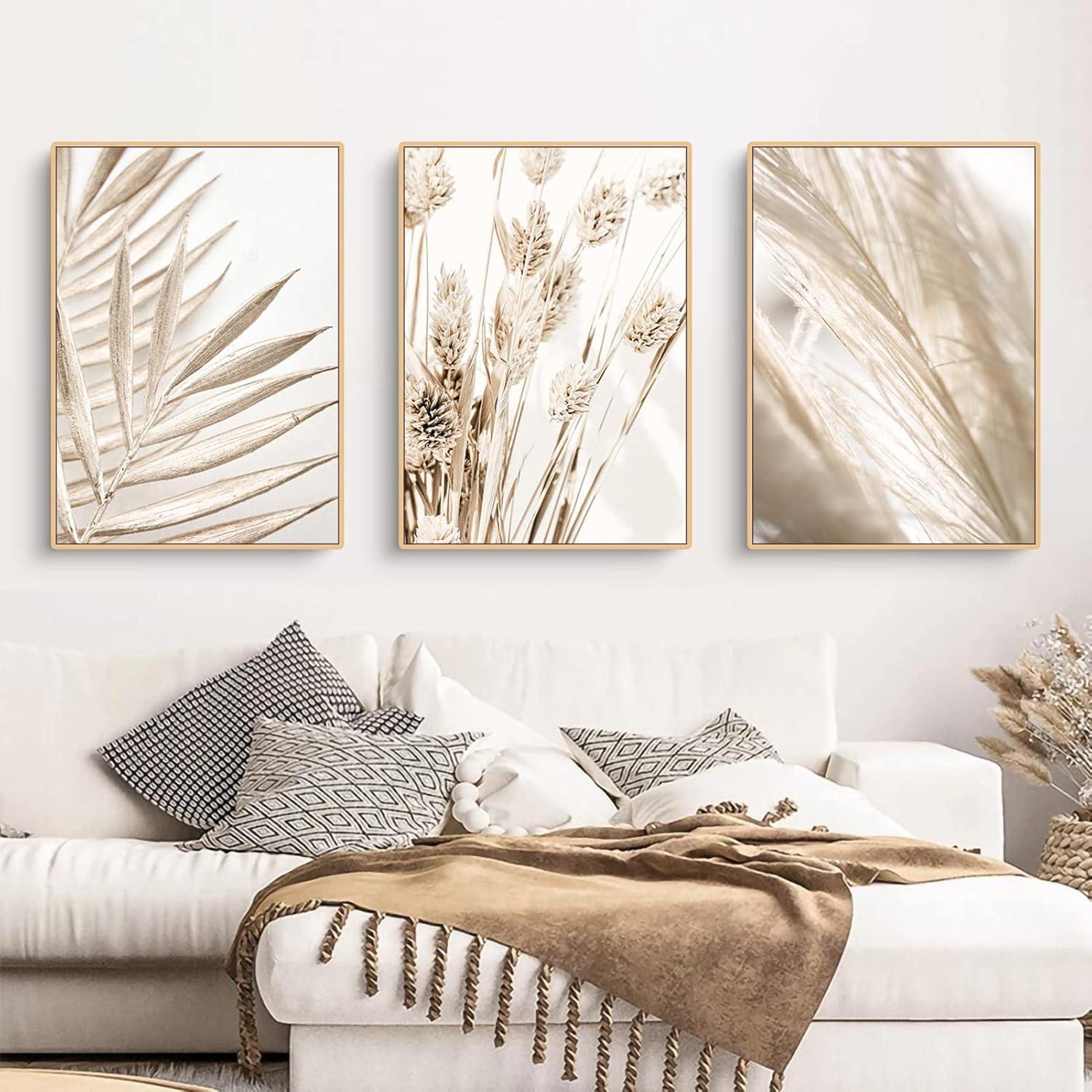 3er Premium Poster Set Boho Pampasgras Natur Leinwandbilder