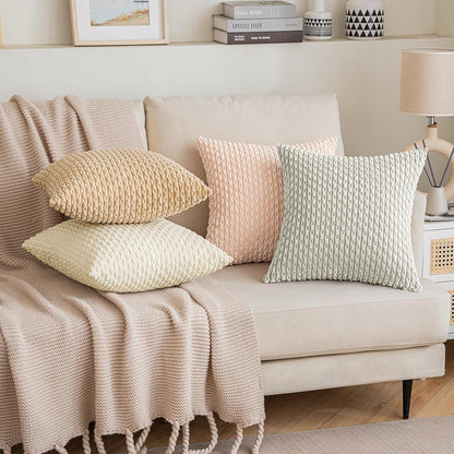 Kordsamt Kissenbezug 40x40 cm 2er Set Wohnzimmer Sofa Schlafzimmer Deko White