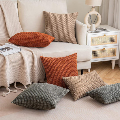 Kordsamt Sofakissenbezug 50x50cm Braun Dekorative Kissenhüllen 2er Set