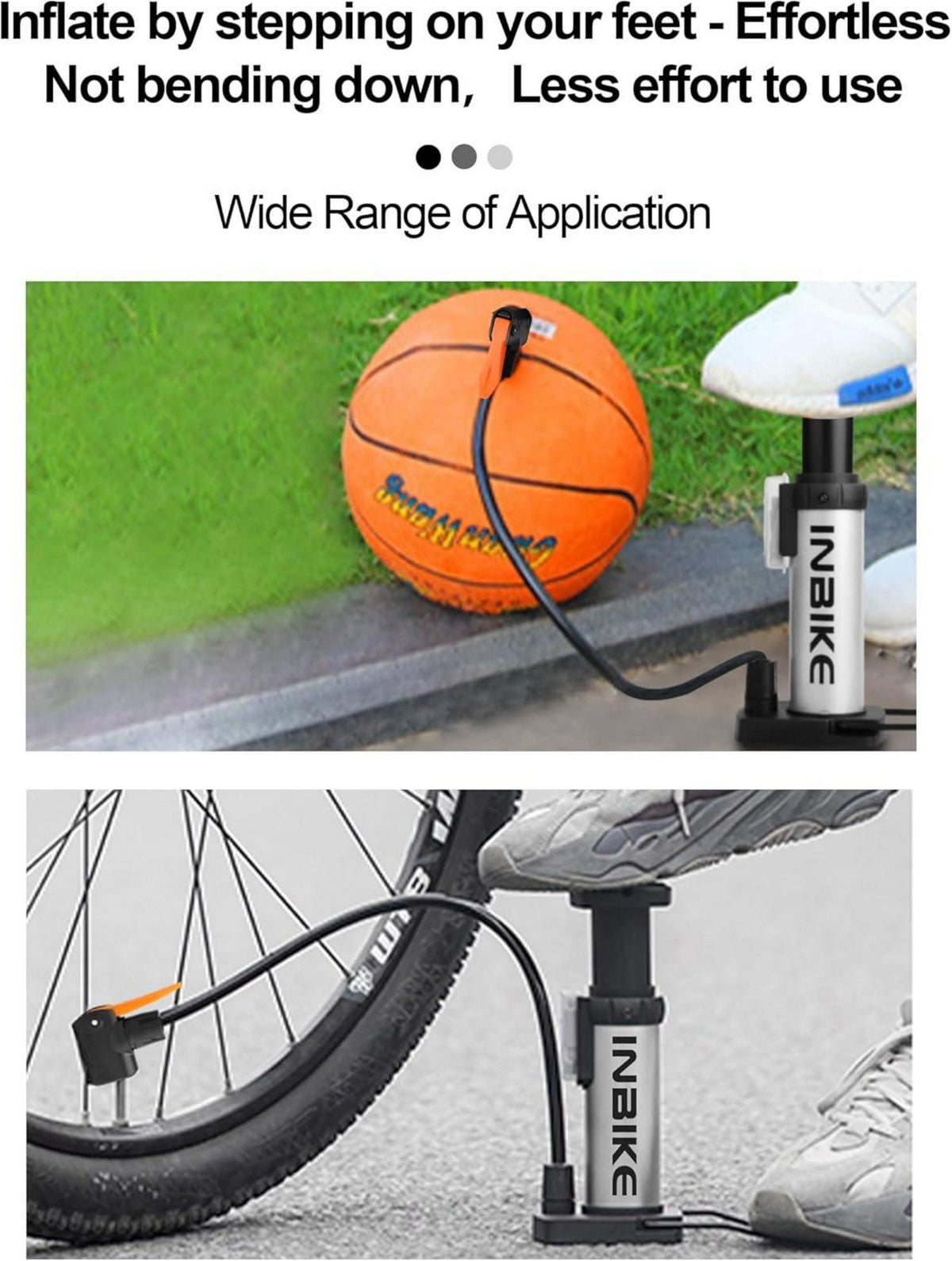 Luftpumpe Mini Fußpumpe für Fahrrad Ventile Bälle Schwarz