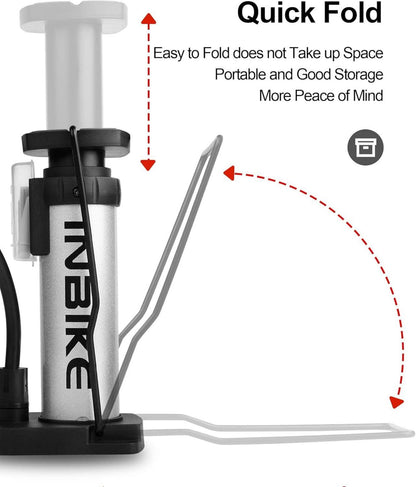 Luftpumpe Mini Fußpumpe für Alle Ventile AV DV SV mit 3 Adaptern & 2