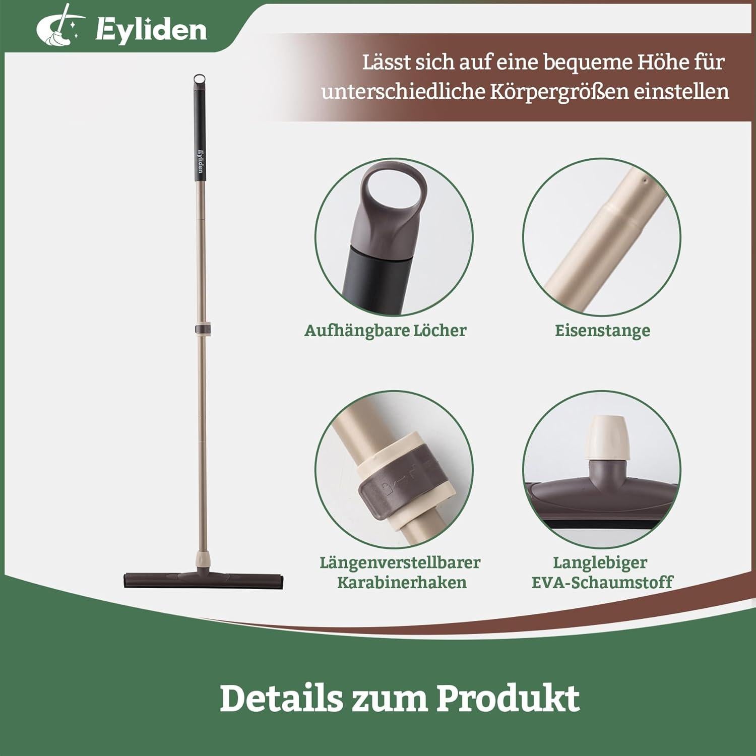 Wasserschieber Bodenabzieher 45cm Teleskopstiel Bad Fliesen Fenster Dusche