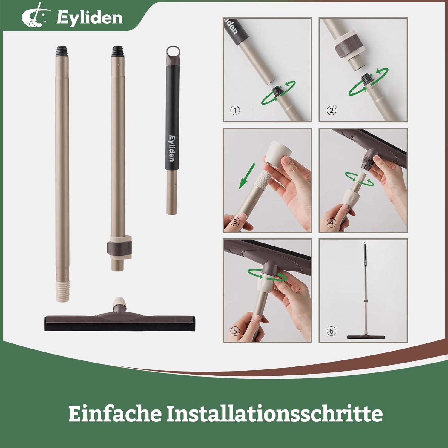 Hochwertiger Wasserschieber Bodenabzieher 45cm Teleskopstiel für Bad Fenster