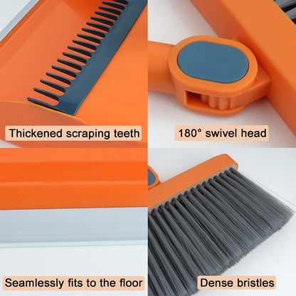 Kehrschaufel Set Besen Langstiel Haushalt Reinigung Sweep Orange