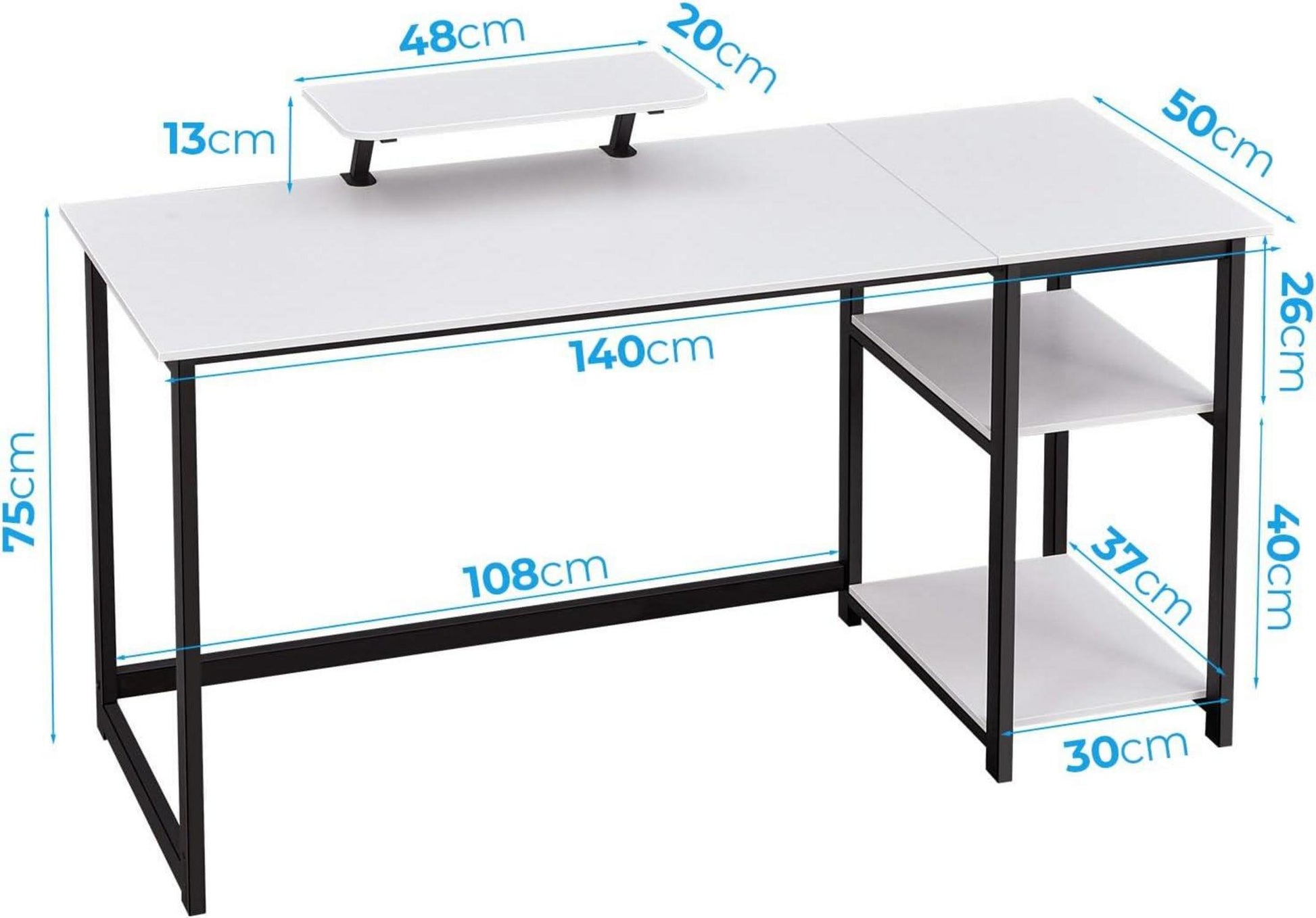 Schreibtisch mit Stauraum und Monitorständer 140cm