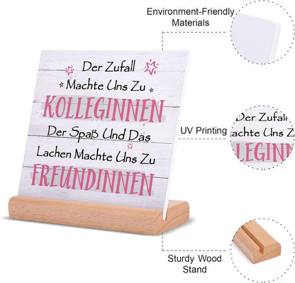 Abschiedsgeschenk Kollegin Freundin Tischdeko Holz Acryl 18x18cm