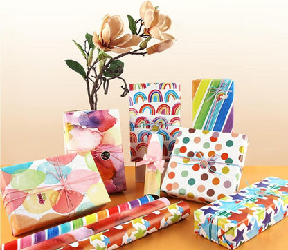 Gold Gift Wrapping Paper Rolls 44cm x 3M - Pack of 5 - Birthday Party Wedding