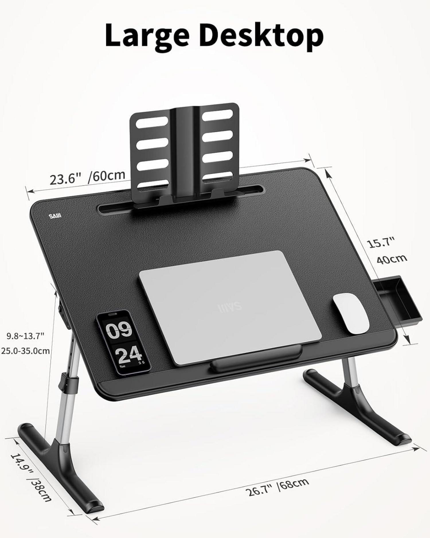 Betttisch Klappbar Laptoptisch mit Buchständer Schublade Tablet