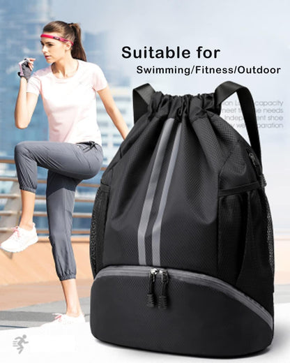 Turnbeutel Fußball Rucksack Kordelzug Sporttasche wasserfest 32x17x47cm