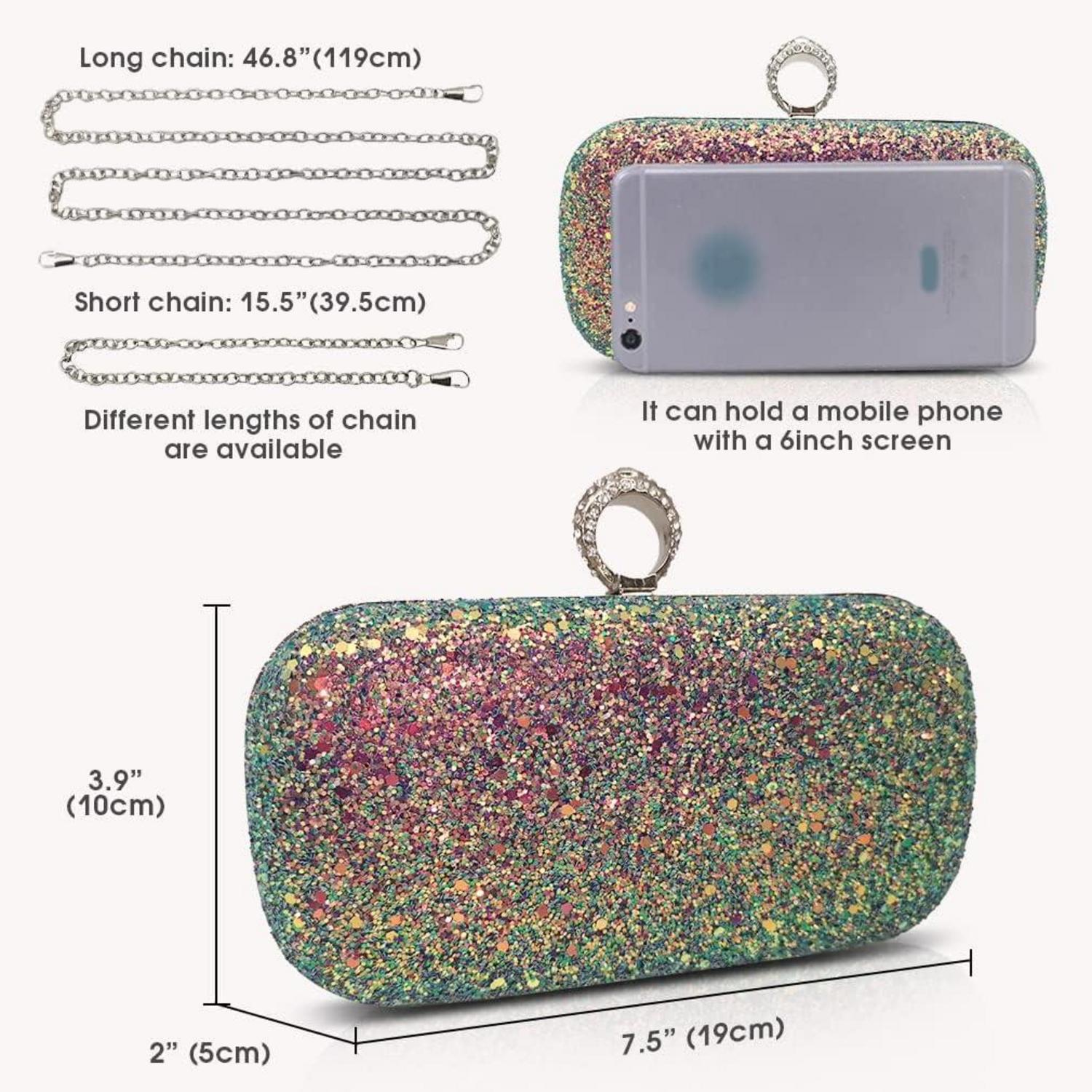 Pahajim Damen Clutch Glitzer Abendtasche Strass