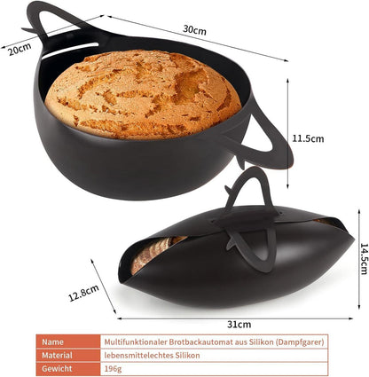 Silikon Brotbackform 3-in-1 für Brot Backen Kuchen Dampfgar Gemüse 30cm