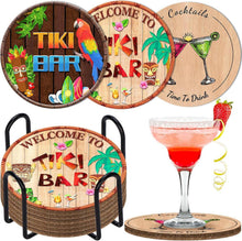 Getränkeuntersetzer 6er Set Kork saugfähig Tiki-Bar-Designs