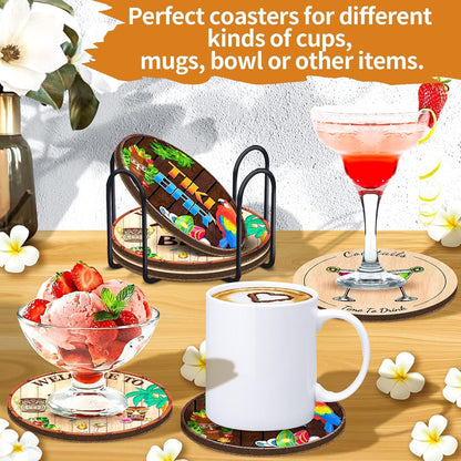 Getränkeuntersetzer 6er Set Kork saugfähig Tiki-Bar-Designs