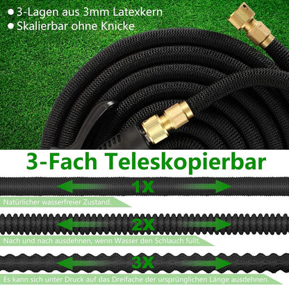 Flexibler Gartenschlauch mit 8 Funktionssprühdüsen 15M 1/2 und 3/4