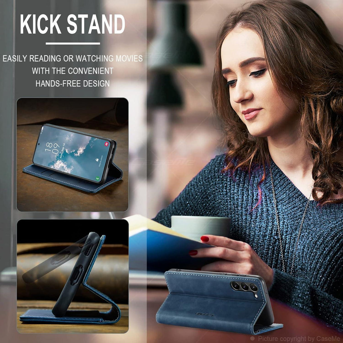 KZB Samsung Galaxy S23 5G Handyhülle Blau Magnet Standfunktion