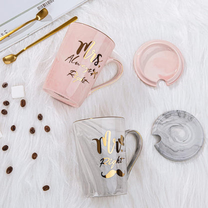 Personalisierte Hochzeitstassen Set Mr Right Mrs Always Right - Hochzeitspaar Geschenk