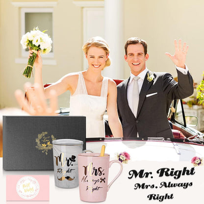 Hochzeitsgeschenk Tassen für Brautpaar Personalisiert, Rosa/Grau