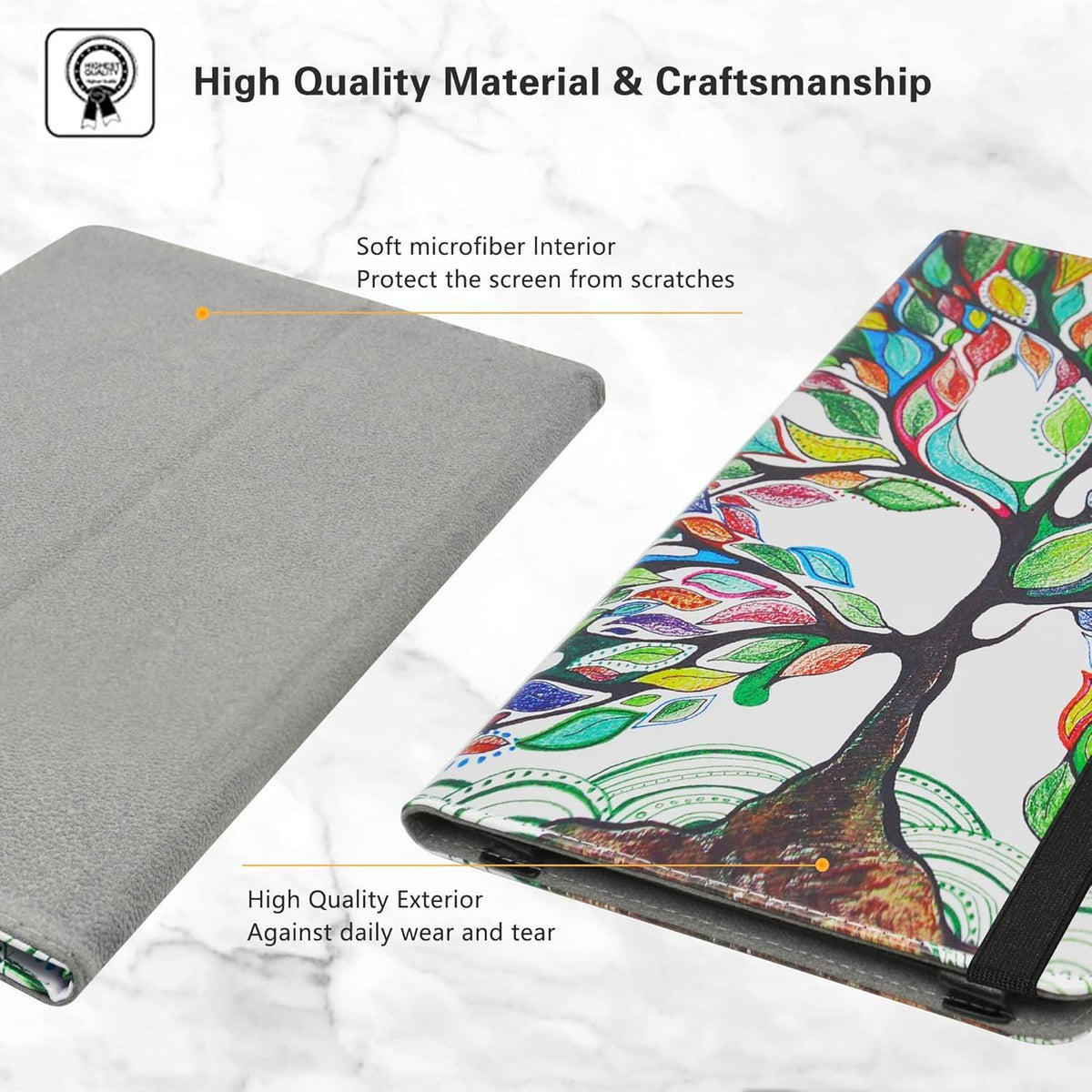 LiuShan PU Leder Hülle mit Ständer für 10 Zoll Tablet - Love Tree