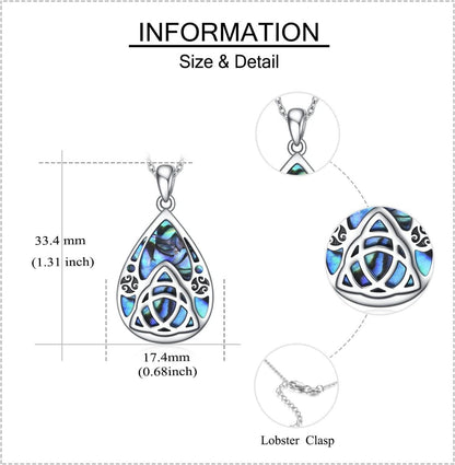 Keltische Knoten Halskette 925 Sterling Silber Abalone Muschel Schmuck