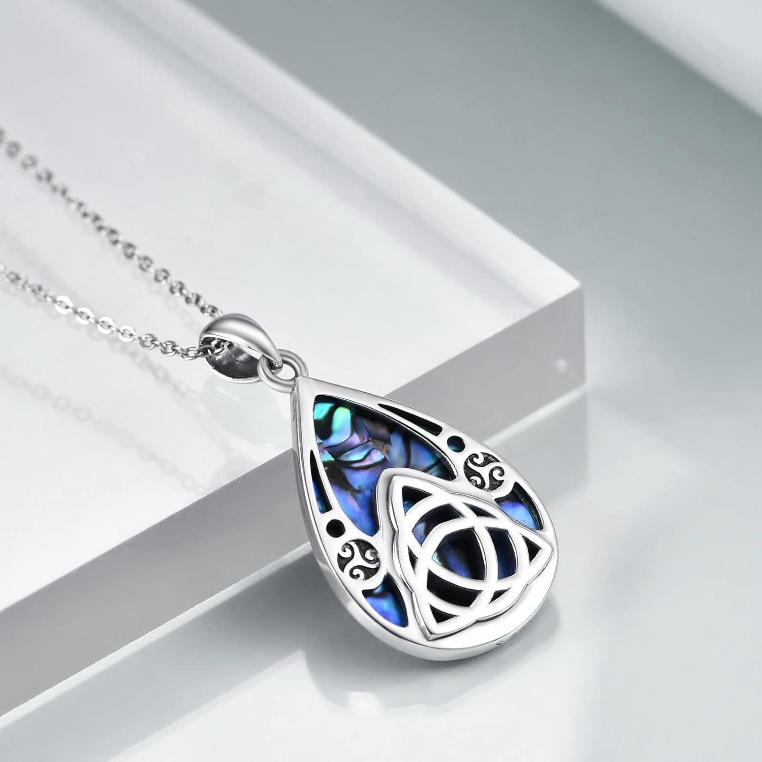 Keltische Knoten Halskette 925 Sterling Silber Abalone Muschel Anhänger