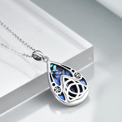 Keltische Knoten Halskette 925 Sterling Silber Abalone Muschel Anhänger