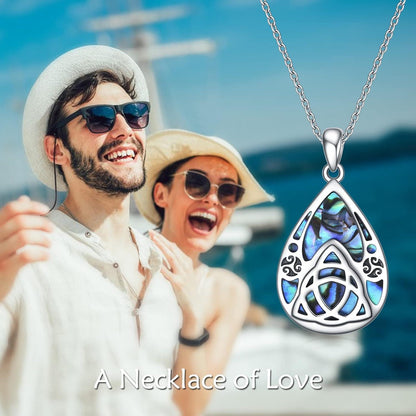 Keltische Knoten Halskette 925 Sterling Silber Abalone Muschel