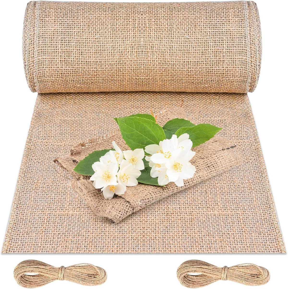 Jute Tischläufer 30cmx10m mit Jute-Schnur, Natur Deko