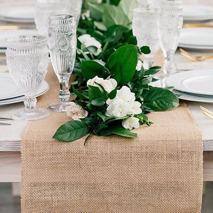 Cieex Jute Tischläufer 30cmx10m mit 20m Jute-Schnur für Hochzeit und Party
