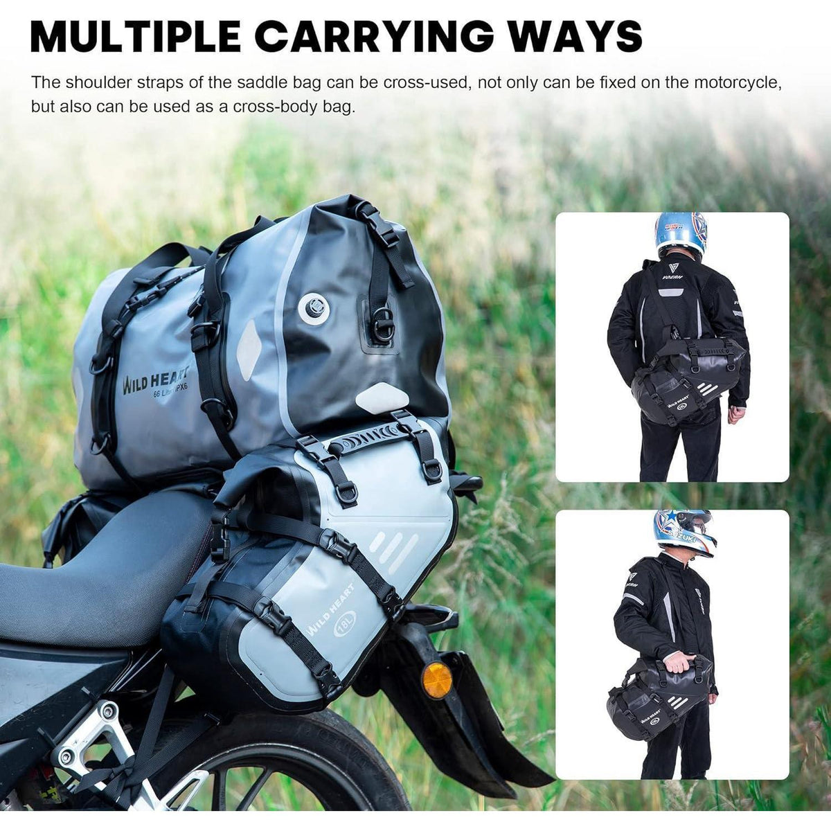 Wasserdichte Motorrad-Satteltaschen 36L – Grau