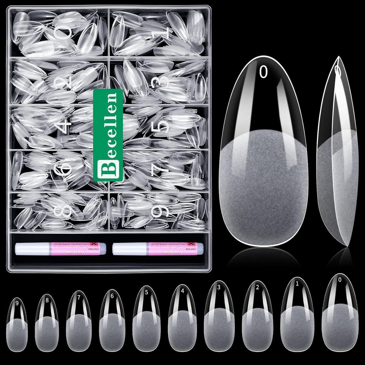 500 Mandel Nagelspitzen Set – Künstliche Gelnägel für DIY Nail Art