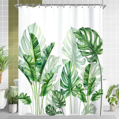 Duschvorhang Grün Blätter 120x200 Antischimmel Wasserabweisend