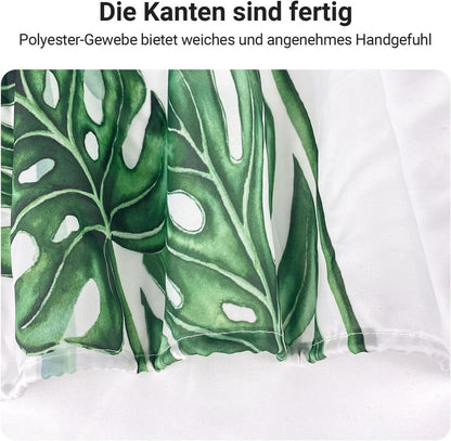Duschvorhang 180x200 cm Grün Blätter Wasserabweisend Polyester Stoff Ösen
