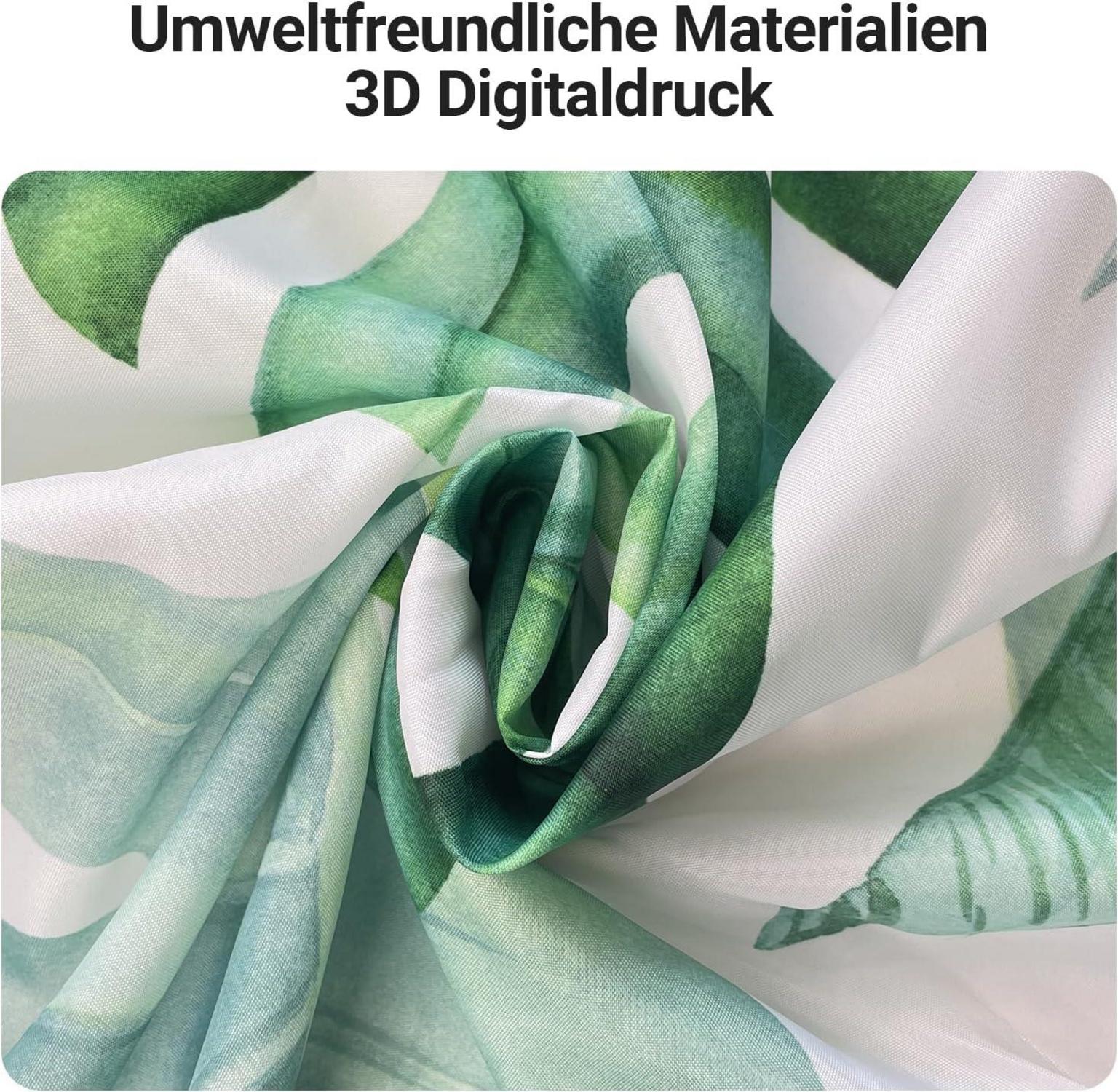 Duschvorhang Grün Blätter 180x180cm Antischimmel Beschwertes Saum