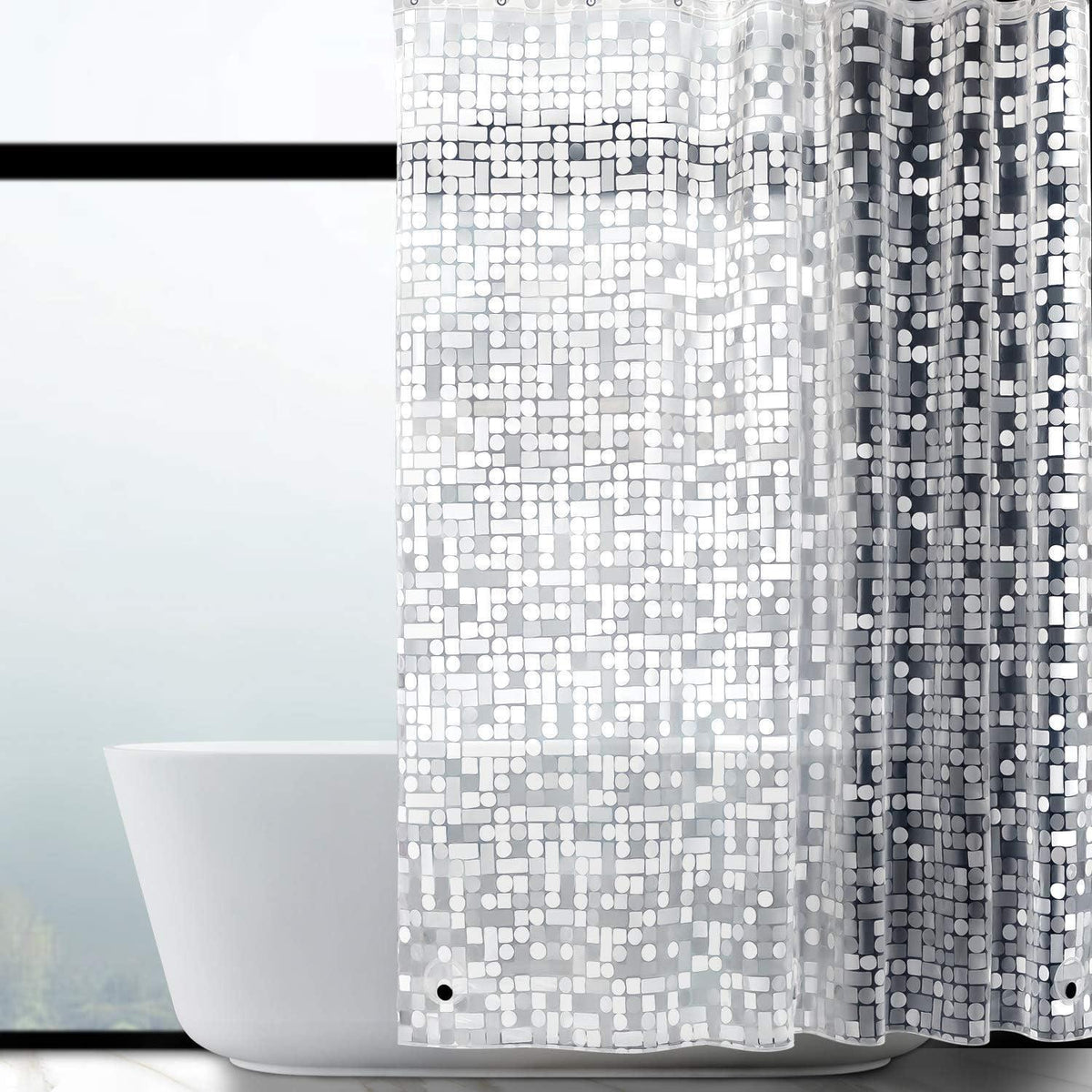 Duschvorhang Anti-Schimmel mit Magneten, Transparent Geometrisch, 150x180cm