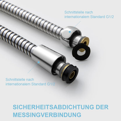 Duschschlauch Edelstahl 5m Hochdruck Knickschutz Nickel-Grau