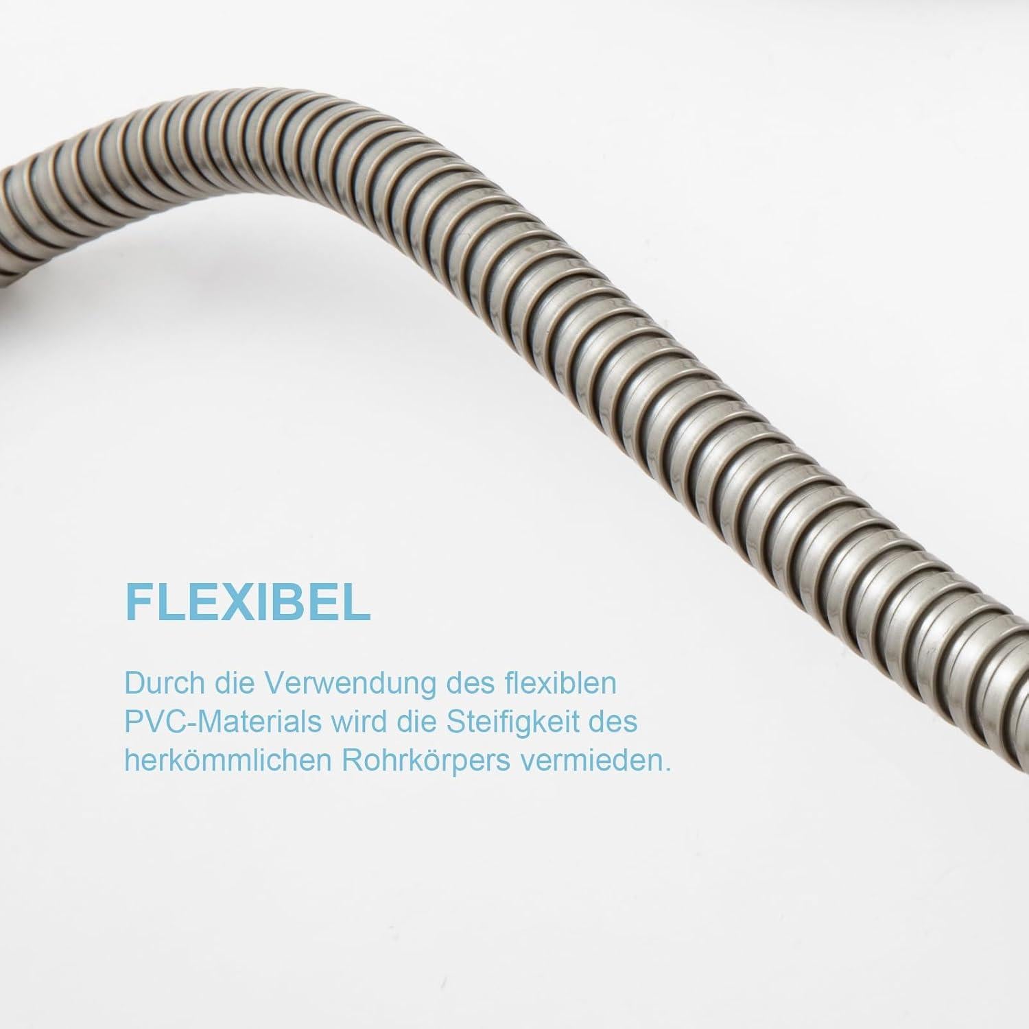 Duschschlauch Edelstahl Ersatz Hochdruck Knickschutz Badarmaturen 2,5m Nickel