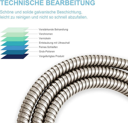Duschschlauch Edelstahl Hochdruck Knickschutz Badarmaturen Nickel 2,5m
