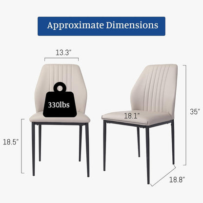Moderne Esszimmerstühle Set 4 – Beige, Metall in Lederoptik