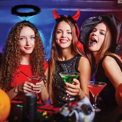 Teufel Engel Haarreifen Horn Heiligenschein Halloween Kostüm Kinder Damen