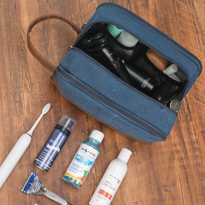 WANDF Herren Kulturtasche Reise Dopp-Kit Canvas Blau