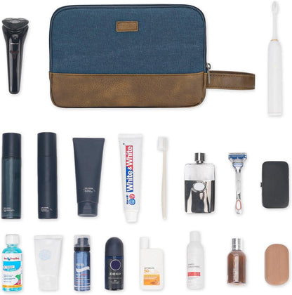WANDF Kulturtasche Herren Reise Dopp-Kit Canvas wasserabweisend Blau