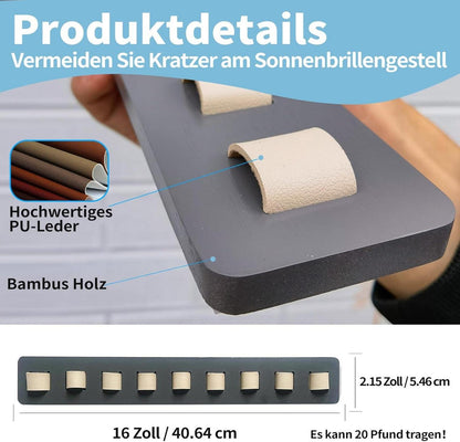 Sonnenbrillen Organizer Wandmontage Holz Brillenständer Grau
