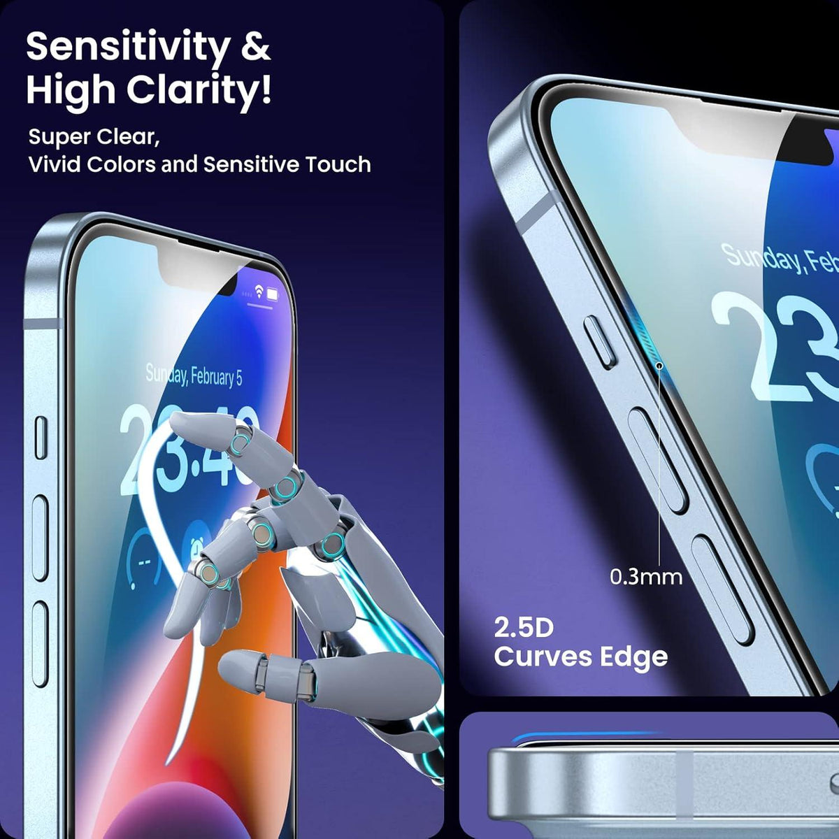 Panzer Schutz Glas + Kameraschutz für iPhone 14 (6,1) - 9H Härte, HD Displayschutz
